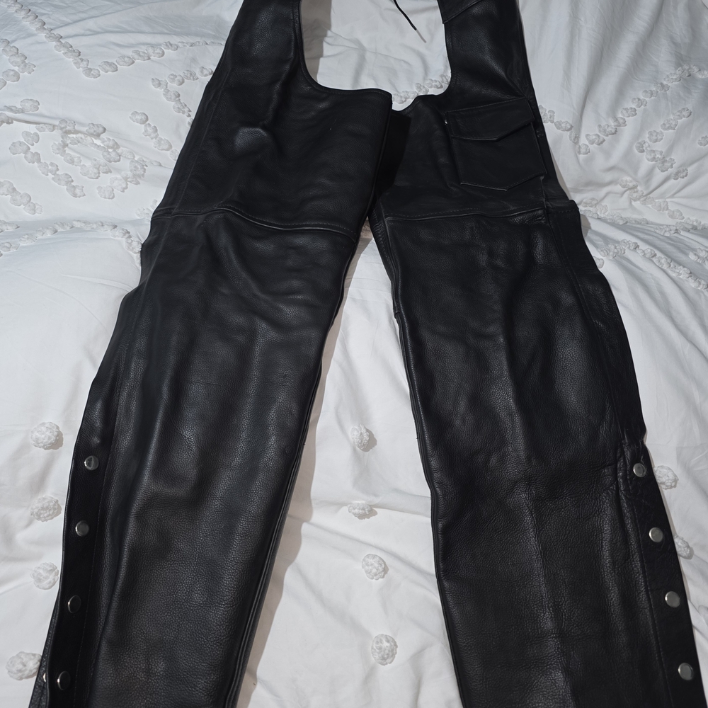 Black Genuine Leather Chaps